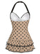 Costume da bagno intero fiocco a pois blu anni '40