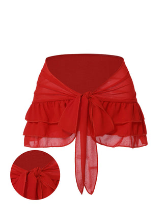 Gonna copricostume in chiffon con fiocco rosso anni '60