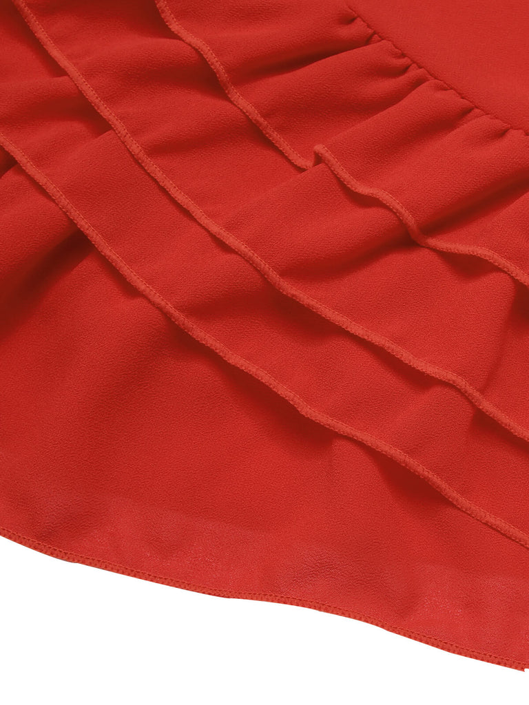 2PCS Costumi scollo a V gonna copricostume rose rosse anni '60