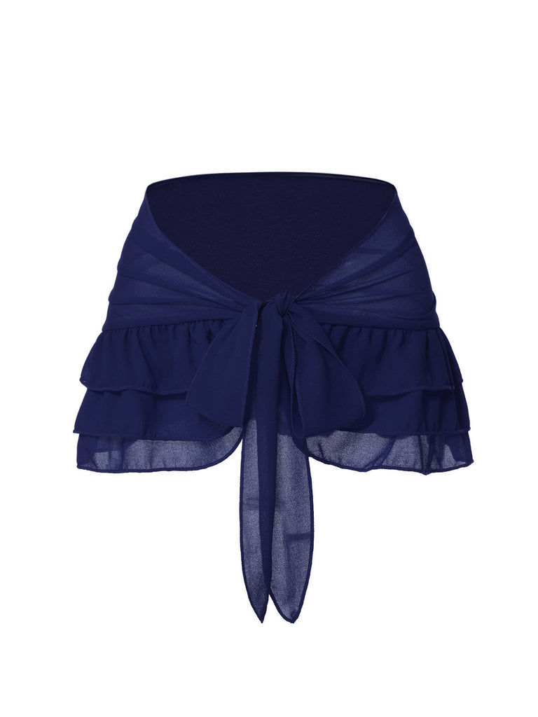 2PCS Costumi con rose e gonna copricostume blu anni '60