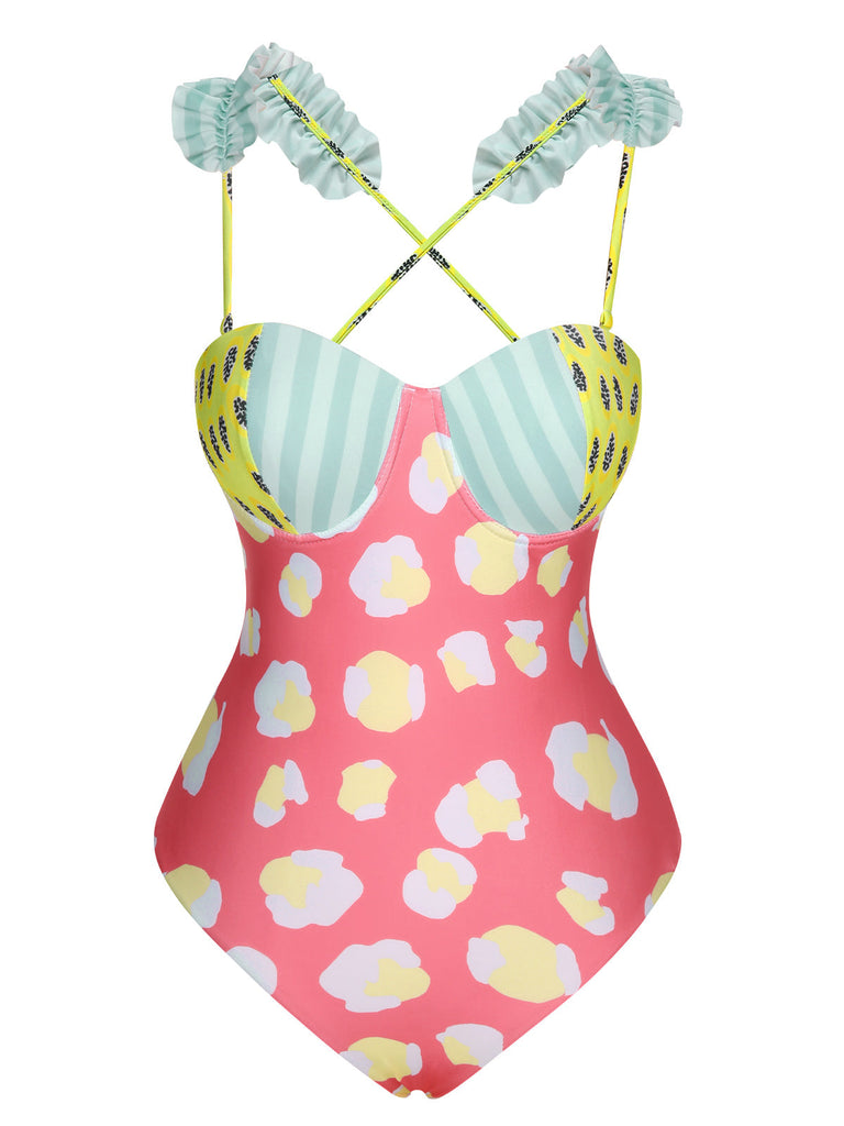Costumi intero cartone animato patchwork multicolore anni '50