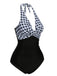 Costumi intero plaid scollo all'americana nero anni '40