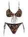 Set bikini floreale lacci con spalline sottili anni '50
