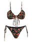 Set bikini floreale lacci con spalline sottili anni '50