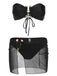 Set bikini a fascia con gonna nero anni '50