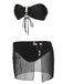 Set bikini a fascia con gonna nero anni '50