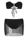 Set bikini a fascia con gonna nero anni '50
