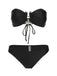 Set bikini a fascia con gonna nero anni '50