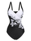 Costumi floreale con spalline larghe nero anni '30