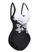 Costumi floreale con spalline larghe nero anni '30