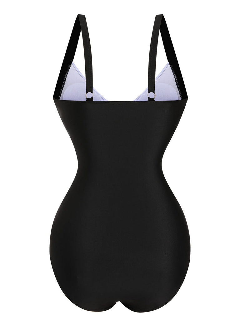 Costumi floreale con spalline larghe nero anni '30
