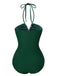 Costumi intero con motivo tropicale verde anni '40