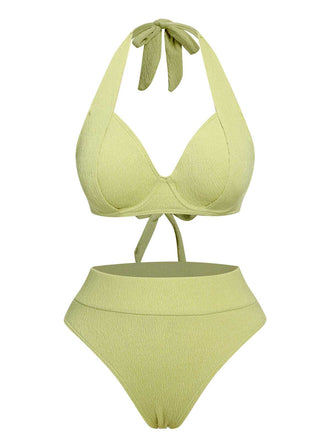 Costumi con scollo all'americana a vita alta verde anni '60