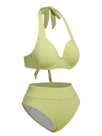 Costumi con scollo all'americana a vita alta verde anni '60