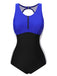 Costumi intero color block blu e nero anni '30