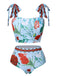 Costumi floreale con spalline multicolore anni '60