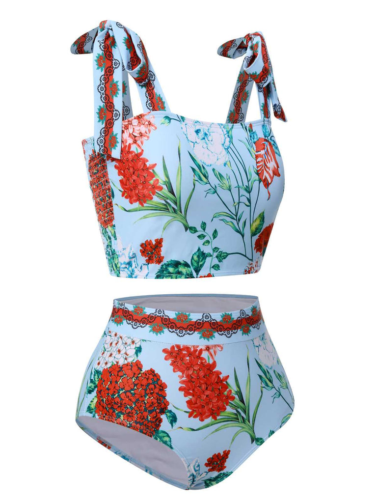 Costumi floreale con spalline multicolore anni '60