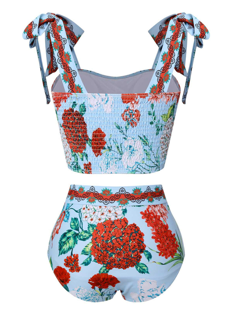Costumi floreale con spalline multicolore anni '60