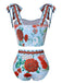 Costumi floreale con spalline multicolore anni '60