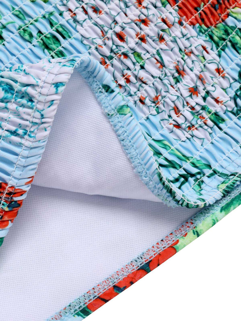 Costumi floreale con spalline multicolore anni '60