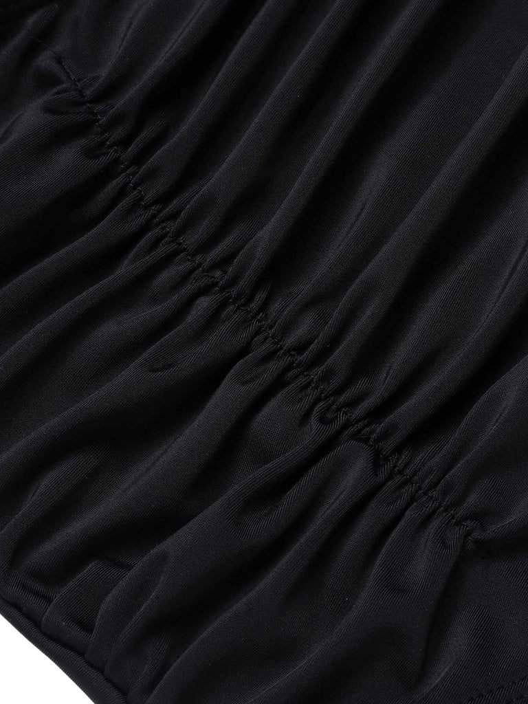 Costumi intero con spalline sottili cava nero anni '50