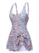 Costumi con gonna floreale spalline larghe e nodo anni '50