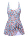 Costumi con gonna floreale spalline larghe e nodo anni '50
