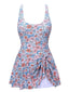 Costumi con gonna floreale spalline larghe e nodo anni '50