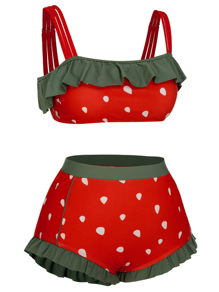 [Taglia Forti] Costumi volant e fragola rosso anni '50