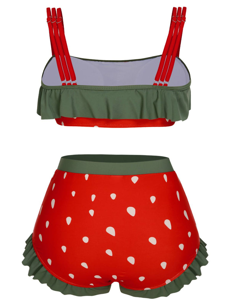 [Taglia Forti] Costumi volant e fragola rosso anni '50