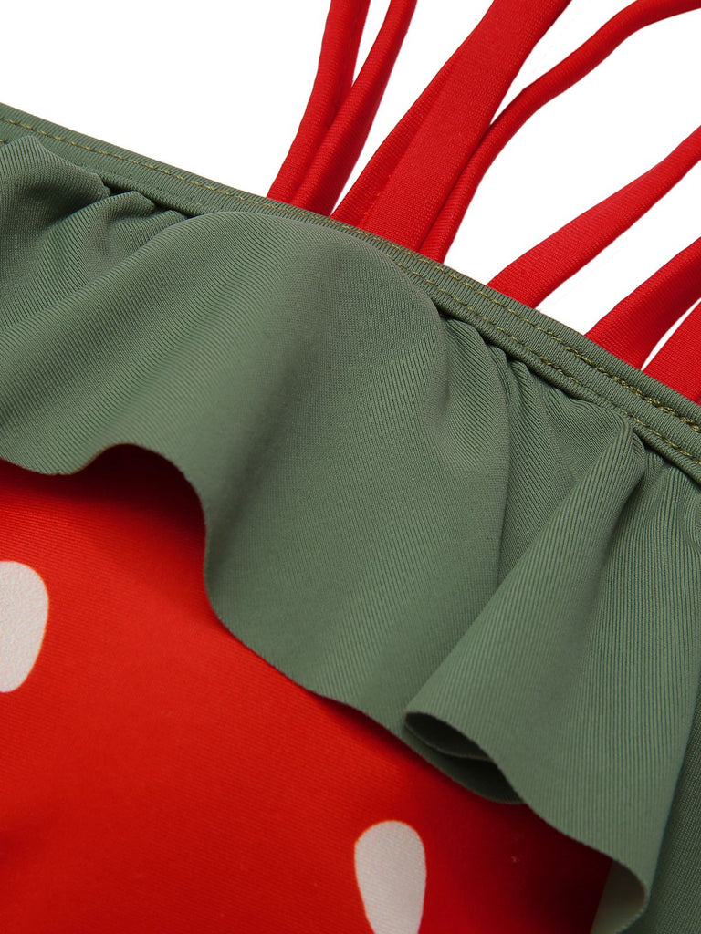 [Taglia Forti] Costumi volant e fragola rosso anni '50