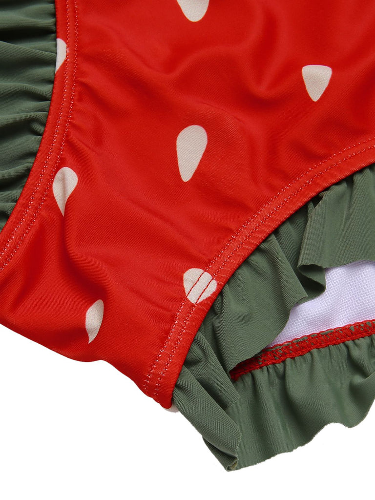 [Taglia Forti] Costumi volant e fragola rosso anni '50