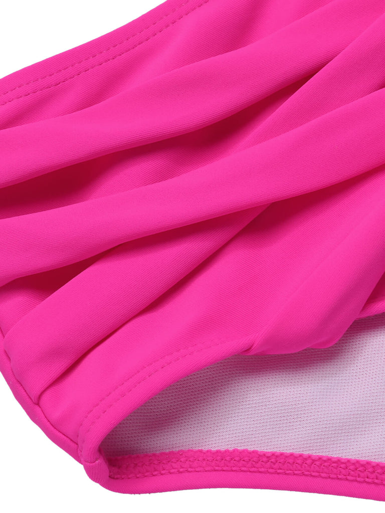 Set bikini tinta unita spalline sottili rosa anni '60