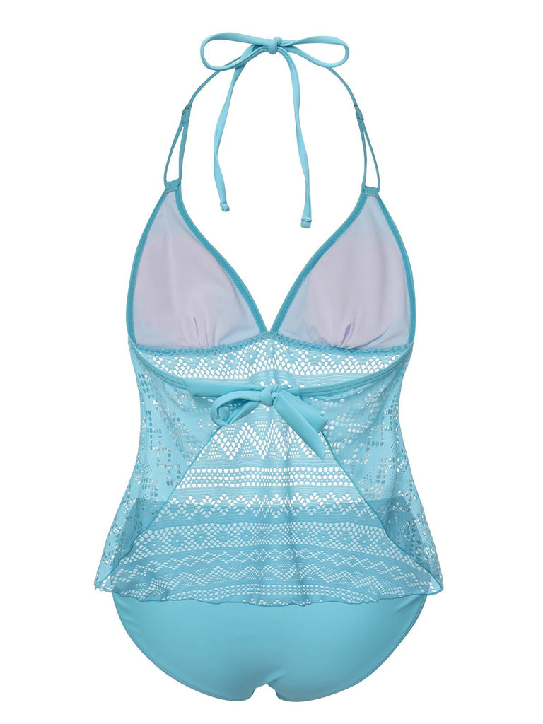 Costumi con scollo all'americana in pizzo azzurro anni '30