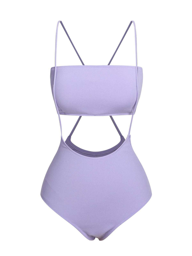 Costumi a fascia con spalline sottili viola anni '50