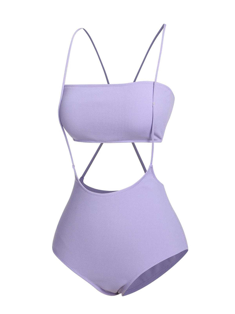Costumi a fascia con spalline sottili viola anni '50