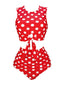 Costumi a pois con cintura in vita rosso anni '70
