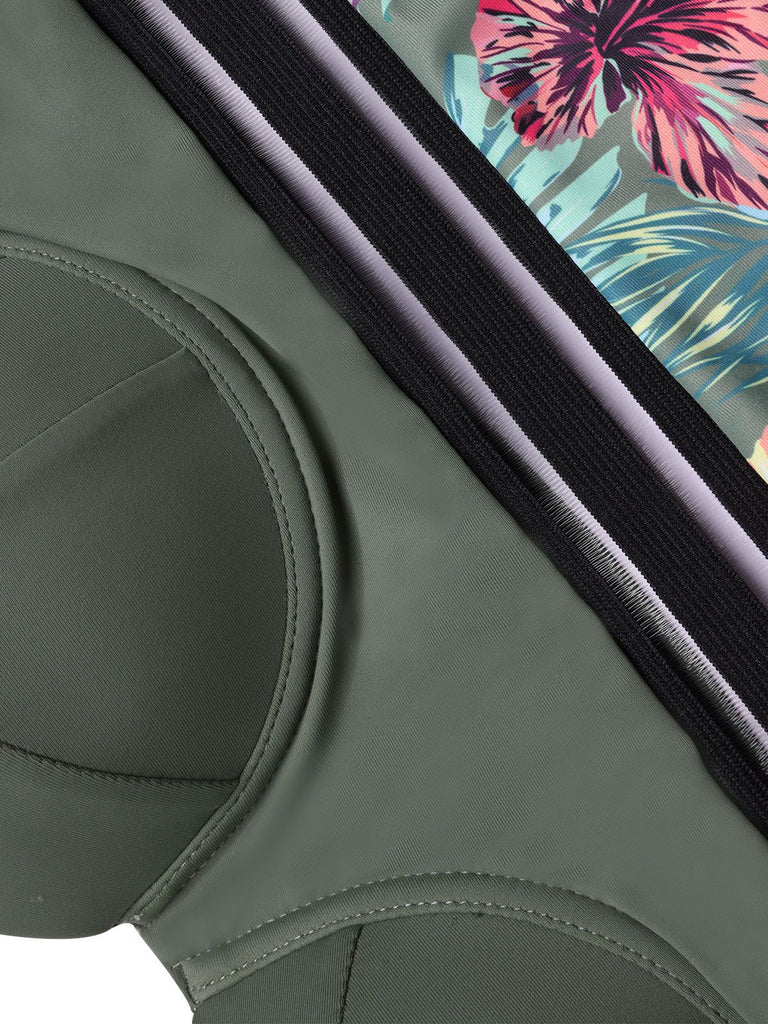 Costumi intero tropicali con spalline patchwork verde anni '70