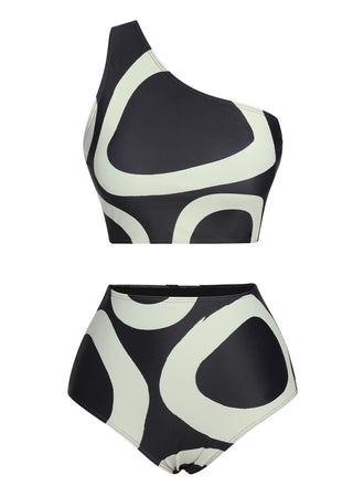 Costumi monospalla geometrico nero anni '50