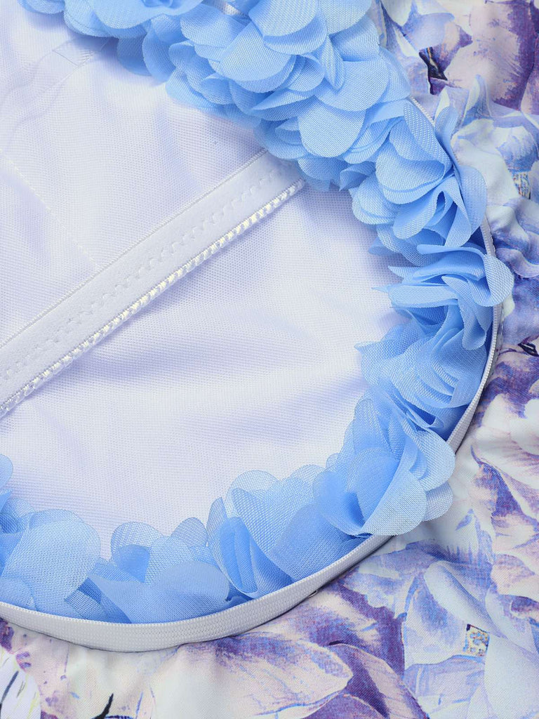 Costumi intero con fiori 3D spalline sottili anni '50