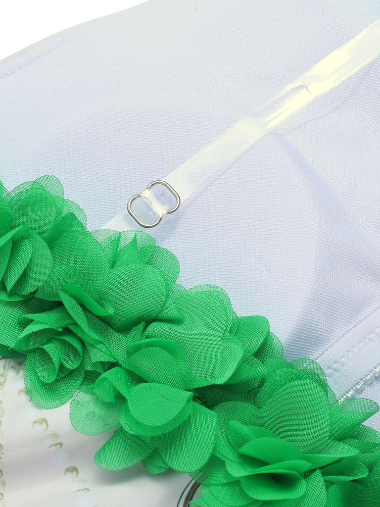 Costumi intero con fiori 3D spalline sottili anni '50