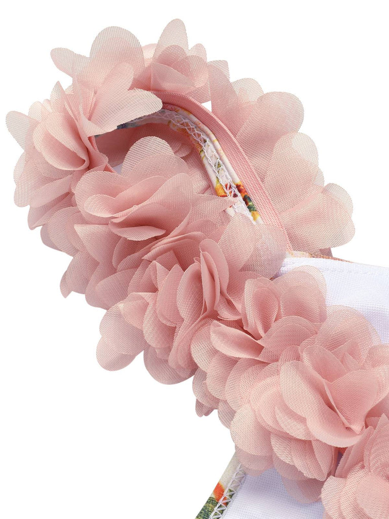 Costumi intero con fiori 3D spalline sottili anni '50