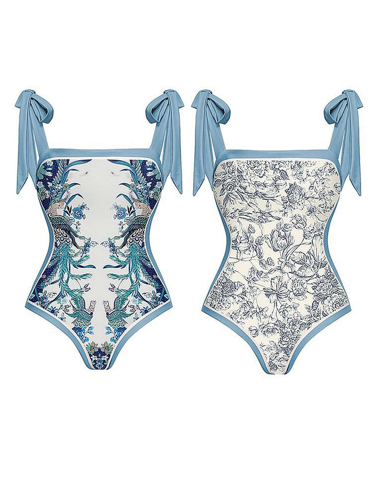 Costumi reversibile con spalline blu anni '30