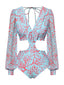 Costumi con scollo a V e schiena scoperta blu anni '70