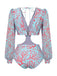 Costumi con scollo a V e schiena scoperta blu anni '70