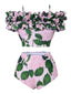 Costumi floreale volant e spalle scoperte rosa anni '50