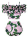 Costumi floreale volant e spalle scoperte rosa anni '50