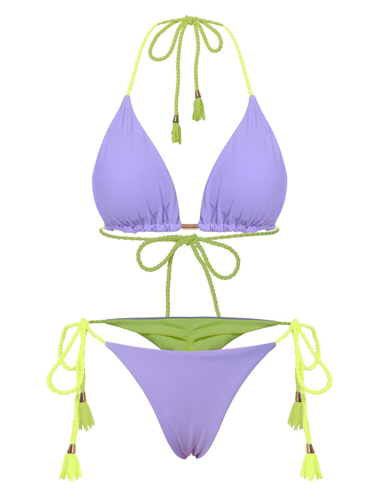 Set bikini con schiena scoperta e trecce anni '50