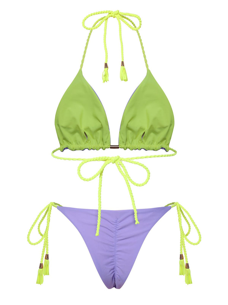 Set bikini con schiena scoperta e trecce anni '50