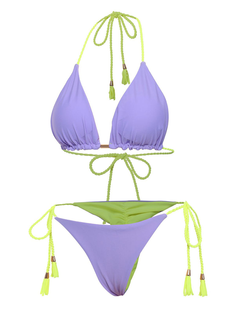 Set bikini con schiena scoperta e trecce anni '50